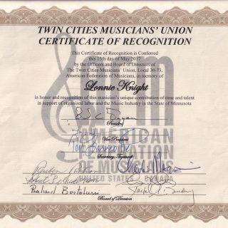Twin Cities Musicians' Union Posthumous Recognition 2017
